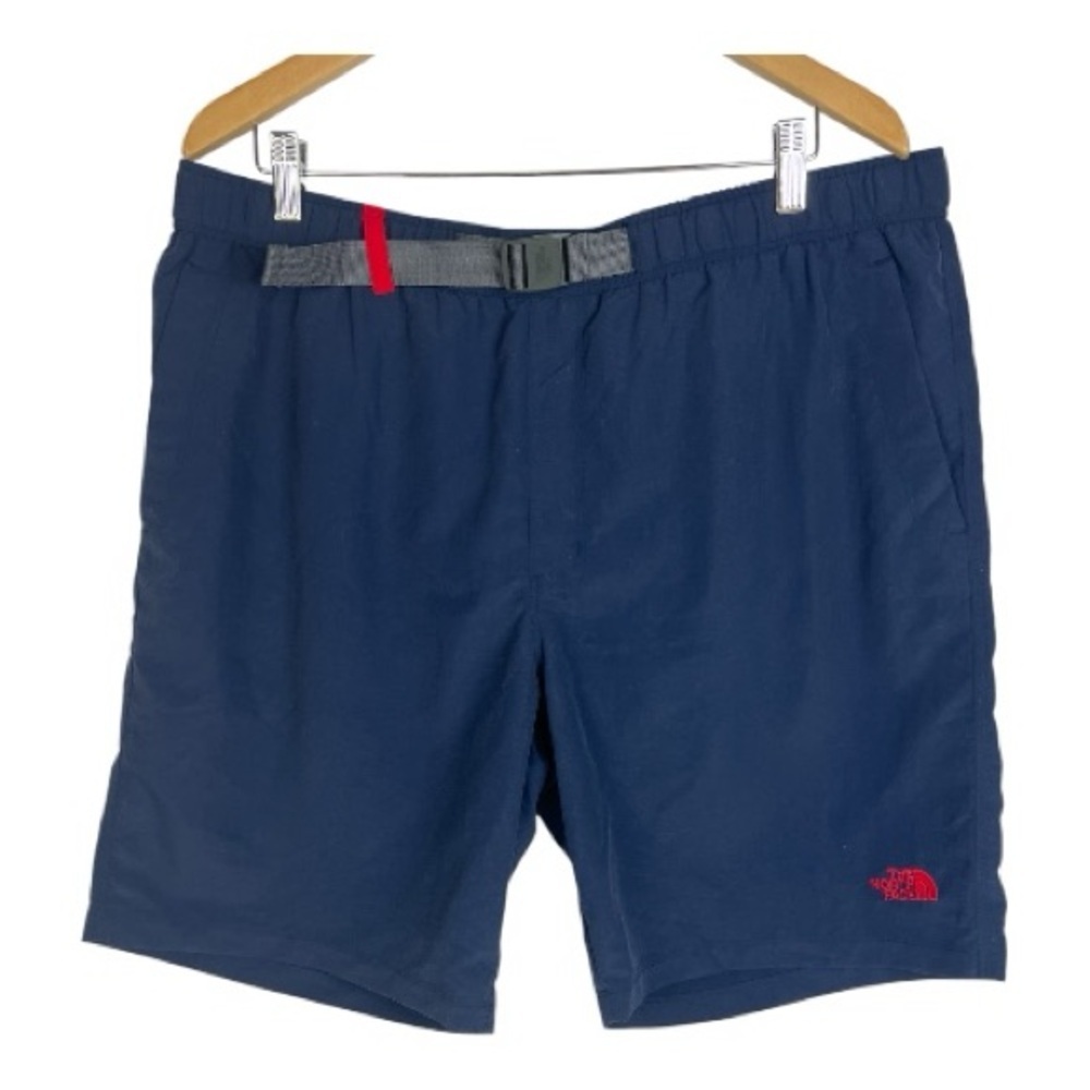 The North Face Sz XL Belted Swim Trunks Navy with Red Logo  NWT